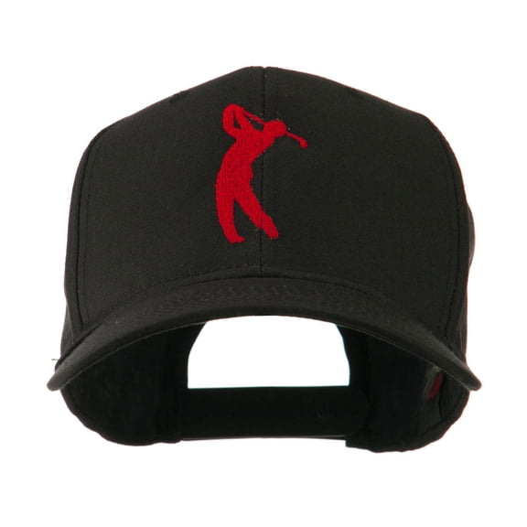 Silhouette of Golfer Swing Embroidered Cap - Black OSFM