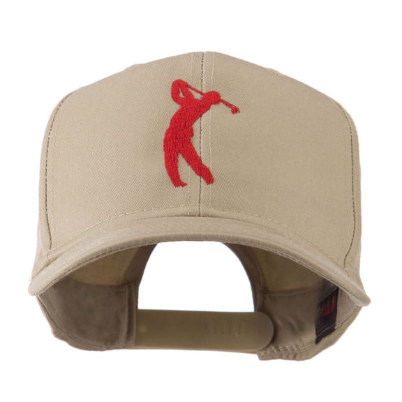 Silhouette of Golfer Swing Embroidered Cap - Khaki OSFM
