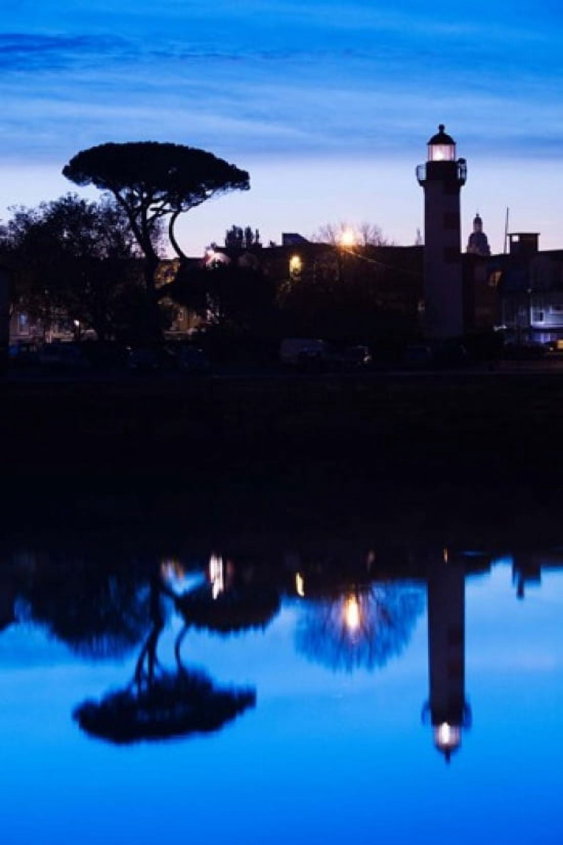 Silhouette of Old Port Lighthouse at dawn La Rochelle Charente-Maritime Poitou-Charentes France Canvas Art - Panoramic Images (24 x 36)