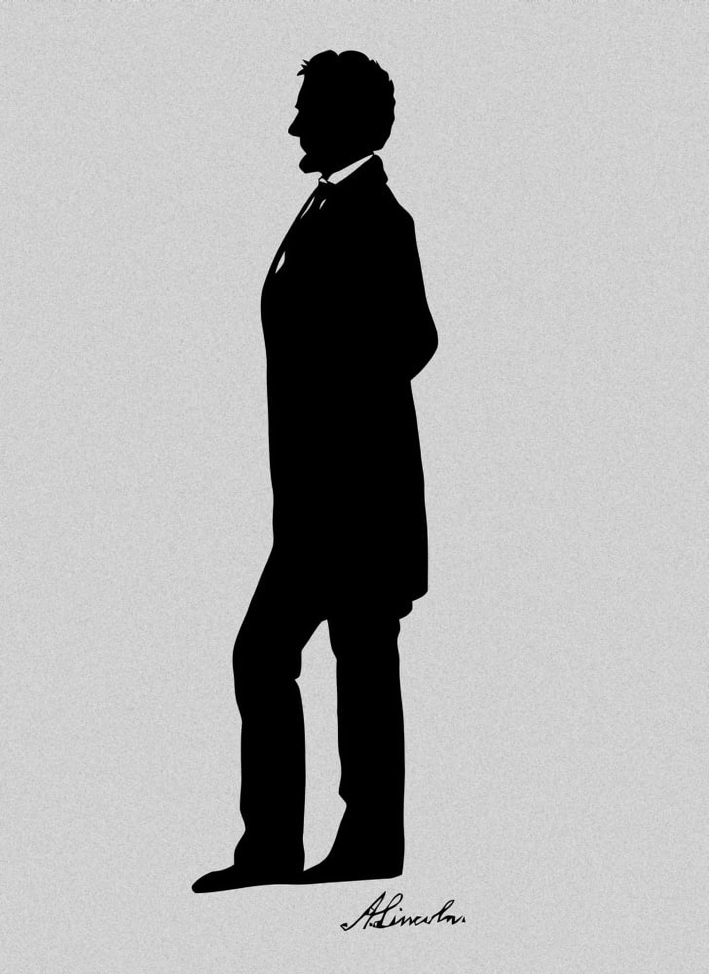 Silhouette of President Abraham Lincoln with signature Canvas Art - John ParrotStocktrek Images (13 x 17)