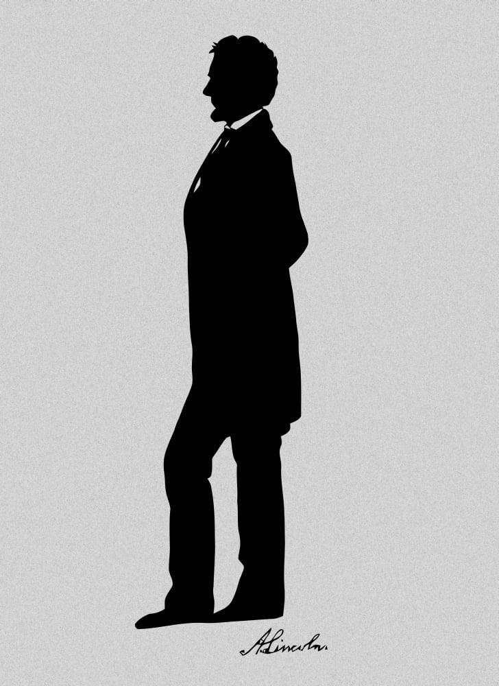 Silhouette of President Abraham Lincoln with signature Canvas Art - John ParrotStocktrek Images (25 x 34)