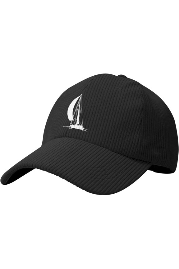 Silhouette of Sailboat Outdoor Adult Corduroy Baseball Hat Absorbs Sweat Running Hat Sandwich Hat