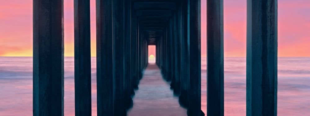 Silhouette of Scripps Pier La Jolla San Diego California USA Canvas Art - Panoramic Images (27 x 9)