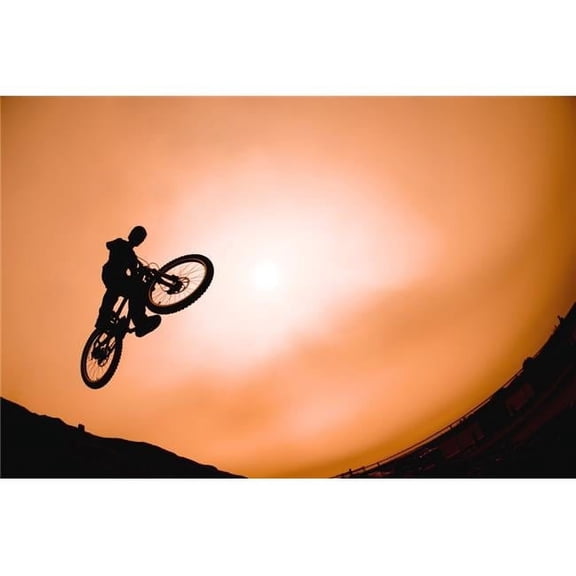 Silhouette of Stunt Cyclist Poster Print by Corey Hochachka, 34 x 22 - Large