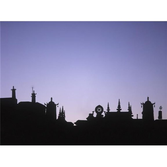 Silhouette of The Front of The Jokhang Temple Shortly Before Dawn Poster Print, 17 x 13