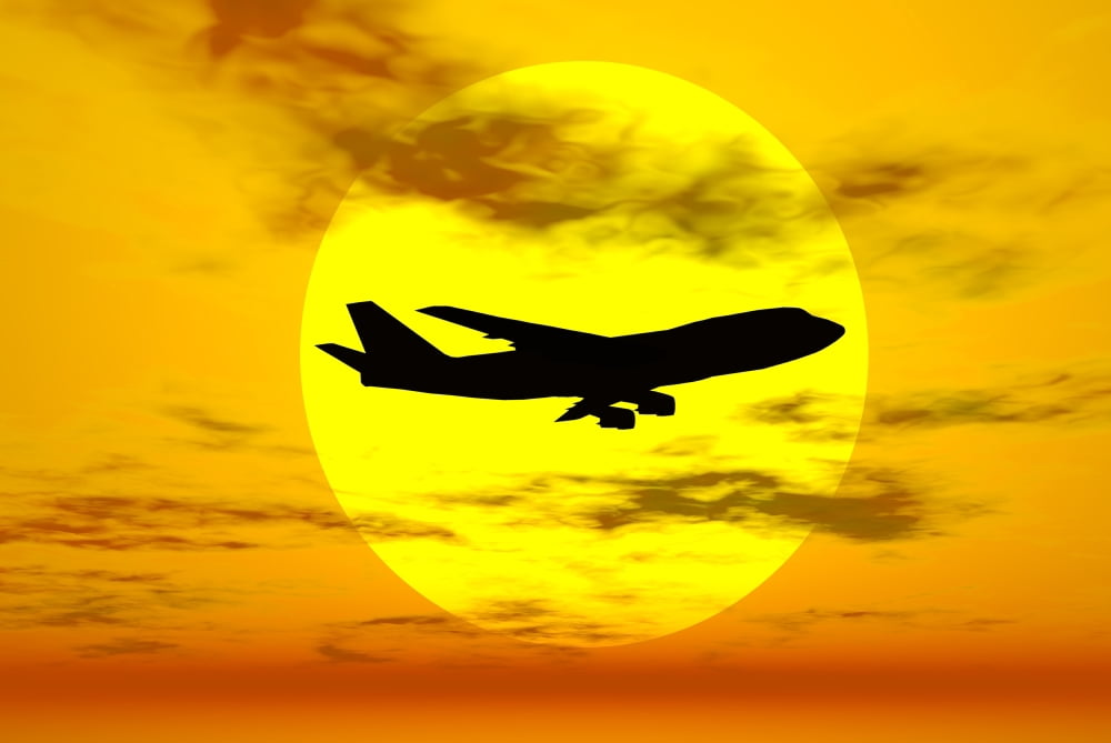 Silhouette of a Boeing 747 jet Canvas Art - Mark StevensonStocktrek Images (35 x 24)