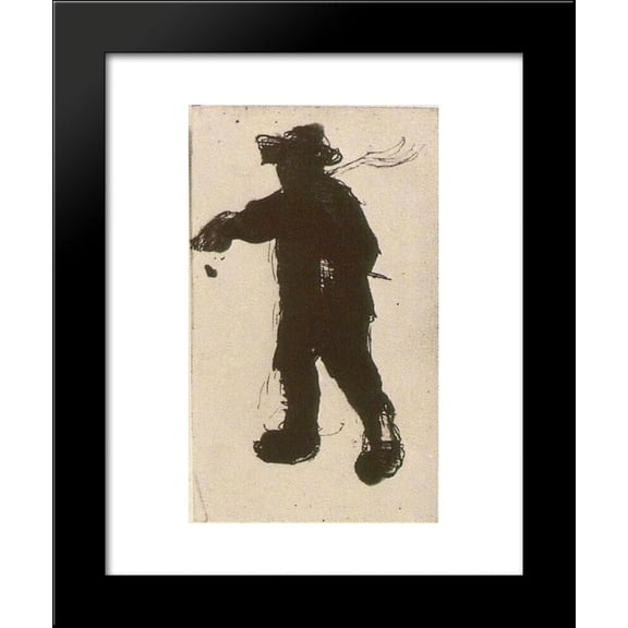 Silhouette of a Man with a Rake 20x24 Framed Art Print by Vincent van Gogh