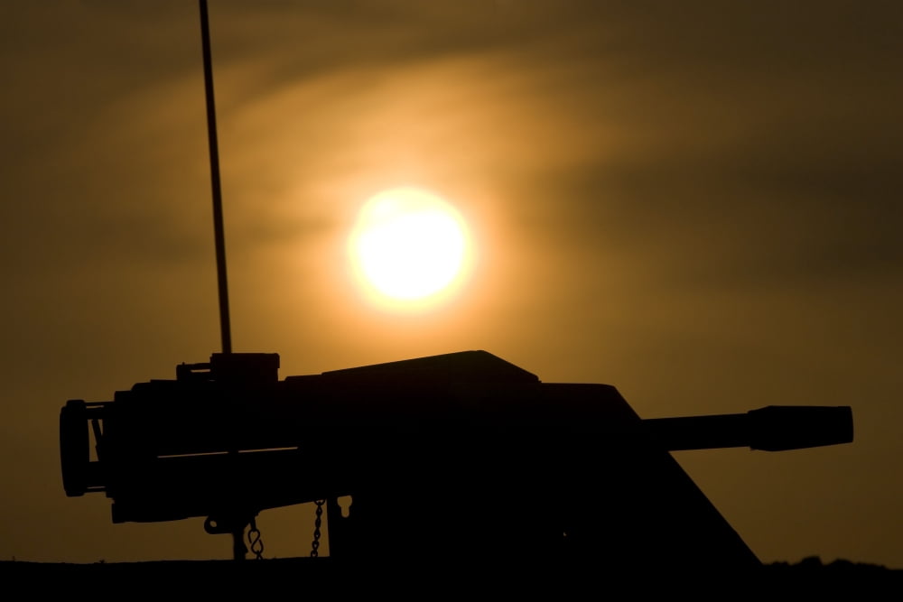 Silhouette of a Mk 19 automatic grenade launcher Canvas Art - Terry MooreStocktrek Images (18 x 12)