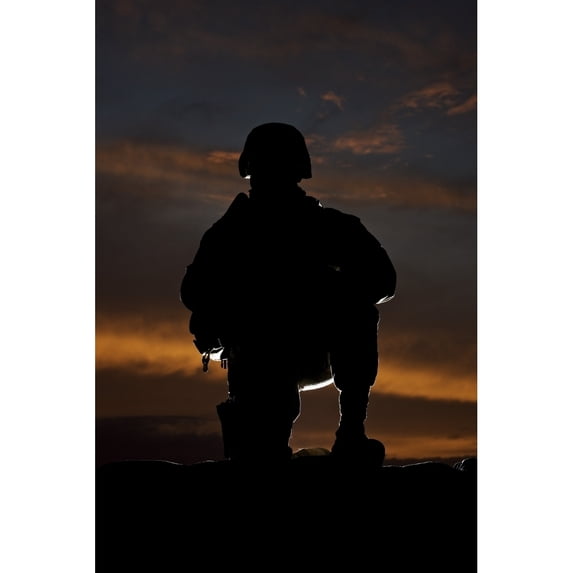 Silhouette of a U.S. Marine in uniform Poster Print