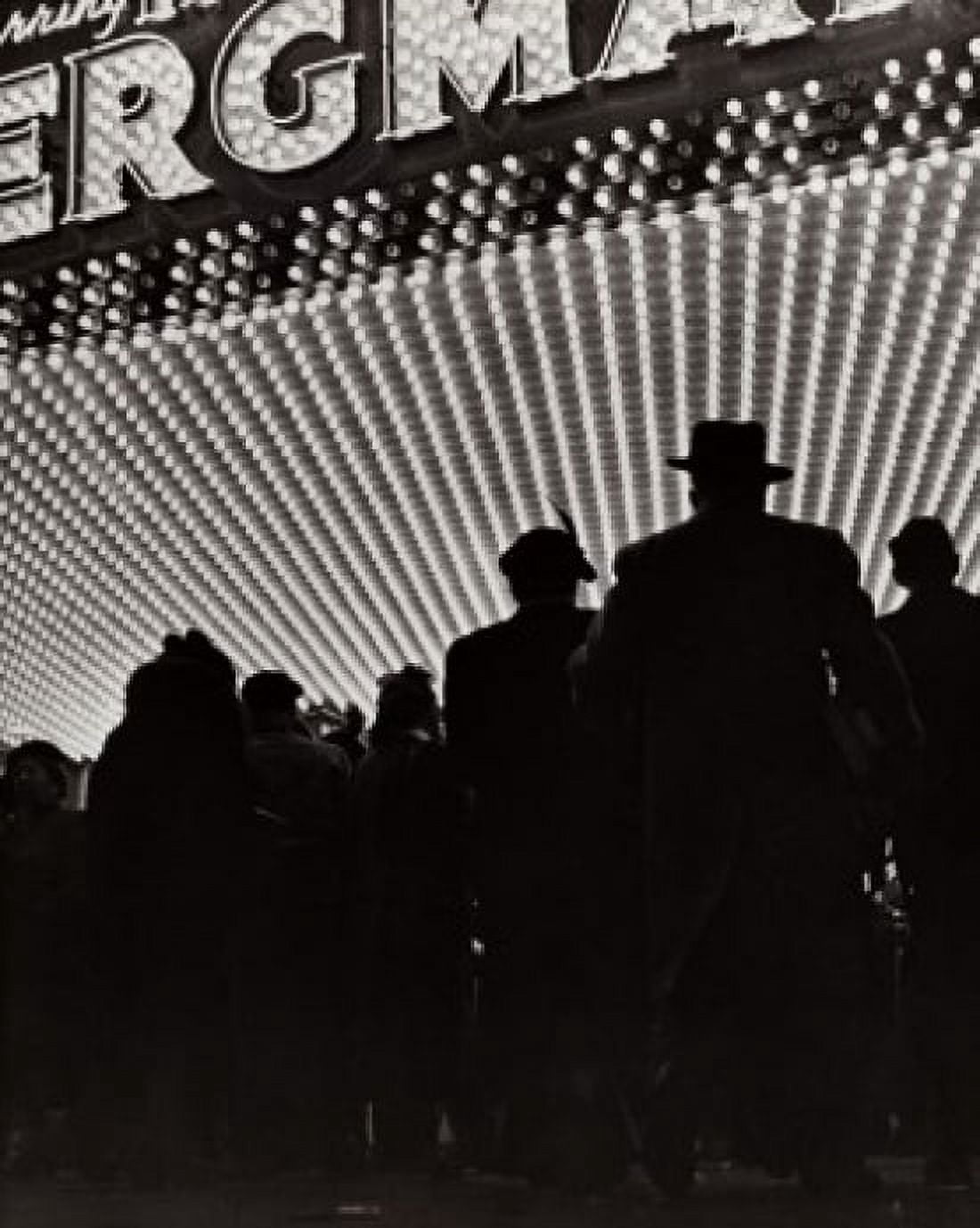 Silhouette of a group people standing outside a theater Canvas Art - (18 x 24)