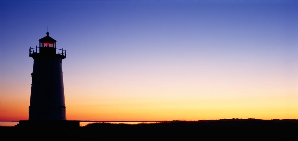 Silhouette of a lighthouse Edgartown Marthas Vineyard Massachusetts USA Canvas Art - Panoramic Images (27 x 9)