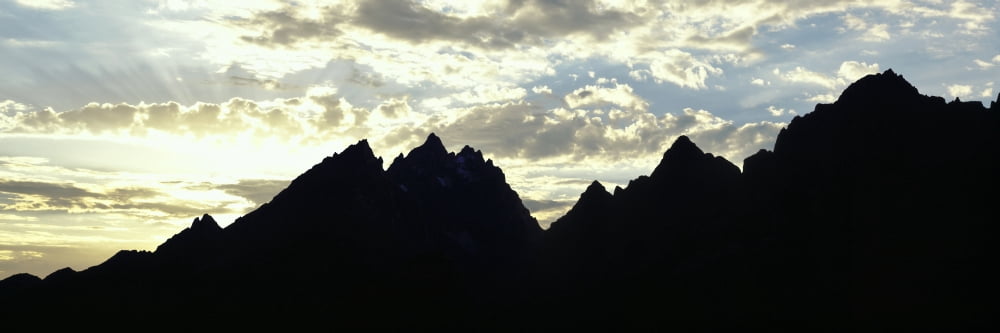 Silhouette of a mountain range Teton Range Grand Teton National Park Wyoming USA Canvas Art - Panoramic Images (27 x 9)