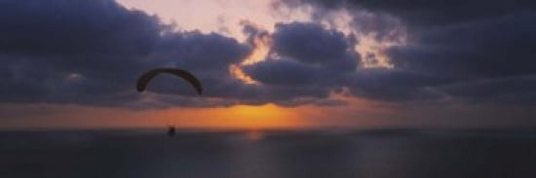 Silhouette of a person paragliding over the sea Blacks Beach San Diego California USA Canvas Art - Panoramic Images (18 x 6)