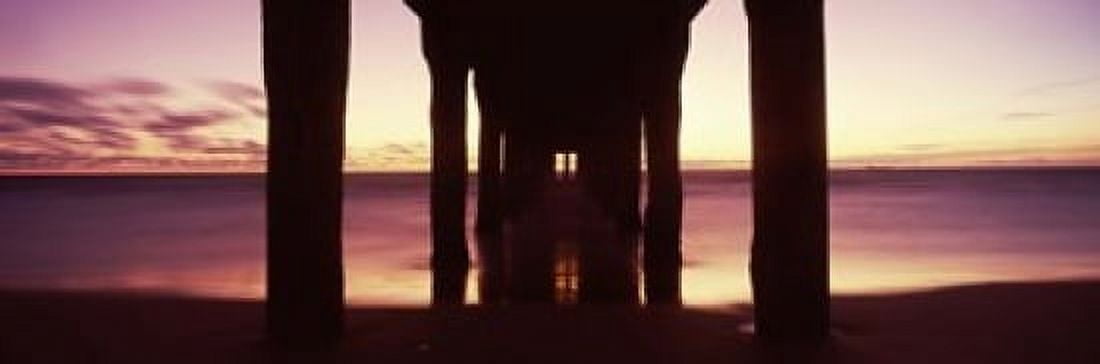 Silhouette of a pier Manhattan Beach Pier Manhattan Beach Los Angeles County California USA Canvas Art - Panoramic Images (18 x 6)
