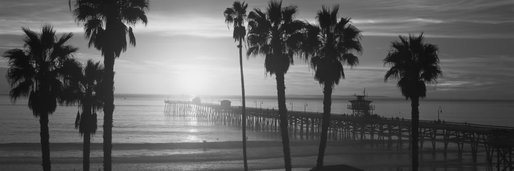 Silhouette of a pier San Clemente Pier Los Angeles County California USA Canvas Art - Panoramic Images (12 x 36)