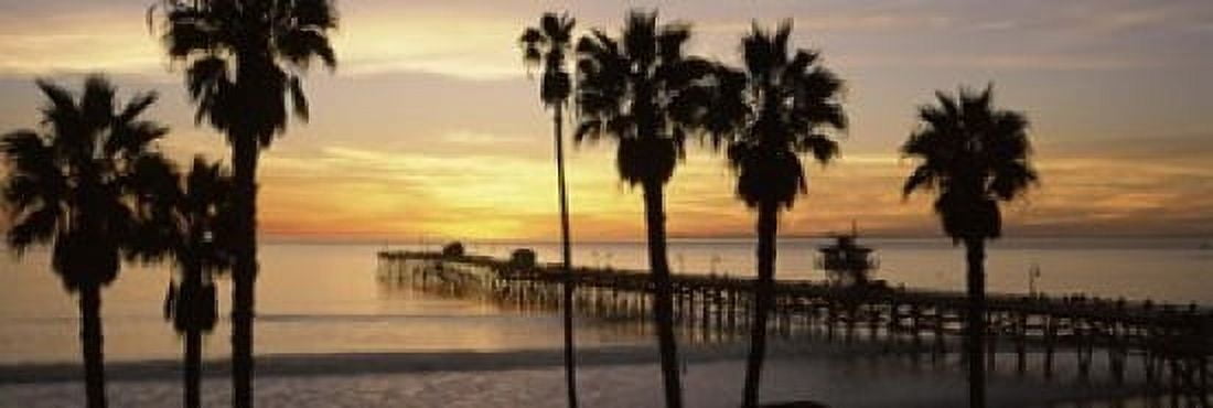 Silhouette of a pier San Clemente Pier Los Angeles County California USA Canvas Art - Panoramic Images (18 x 6)
