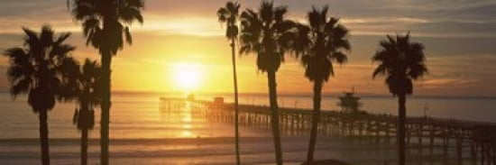 Silhouette of a pier San Clemente Pier Los Angeles County California USA Canvas Art - Panoramic Images (36 x 12)