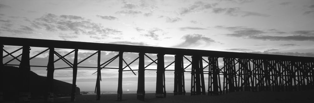 Silhouette of a railway bridge Fort Bragg California USA Canvas Art - Panoramic Images (12 x 36)