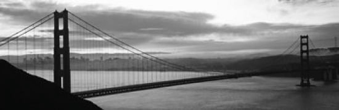 Silhouette of a suspension bridge at dusk Golden Gate Bridge San Francisco California USA Canvas Art - Panoramic Images (18 x 6)