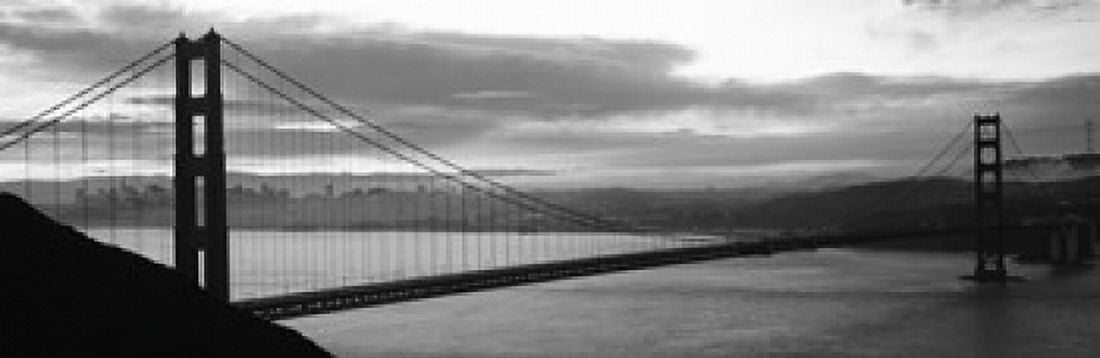 Silhouette of a suspension bridge at dusk Golden Gate Bridge San Francisco California USA Canvas Art - Panoramic Images (36 x 12)