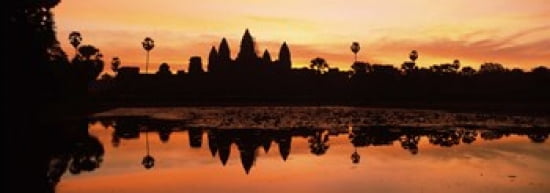 Silhouette of a temple Angkor Wat Angkor Cambodia Canvas Art - Panoramic Images (36 x 13)