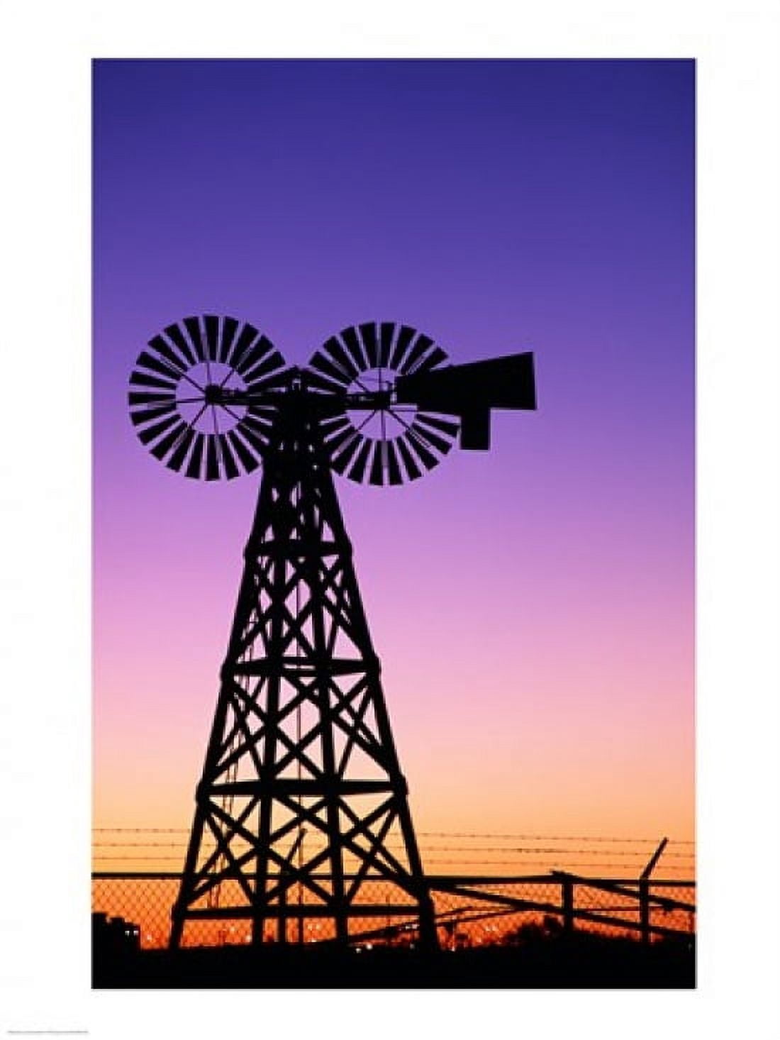 Silhouette of a windmill American Wind Power Center Lubbock Texas USA Canvas Art - (18 x 24)