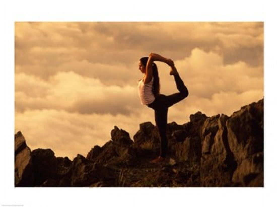 Silhouette of a young woman practicing yoga Haleakala National Park Maui Hawaii USA Canvas Art - (24 x 18)