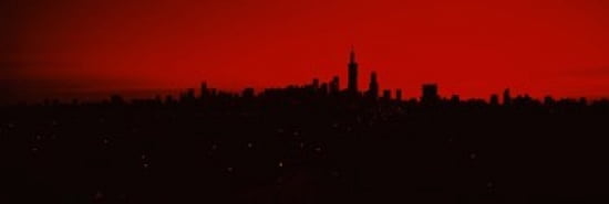 Silhouette of buildings at sunrise Chicago Illinois USA Canvas Art - Panoramic Images (36 x 12)