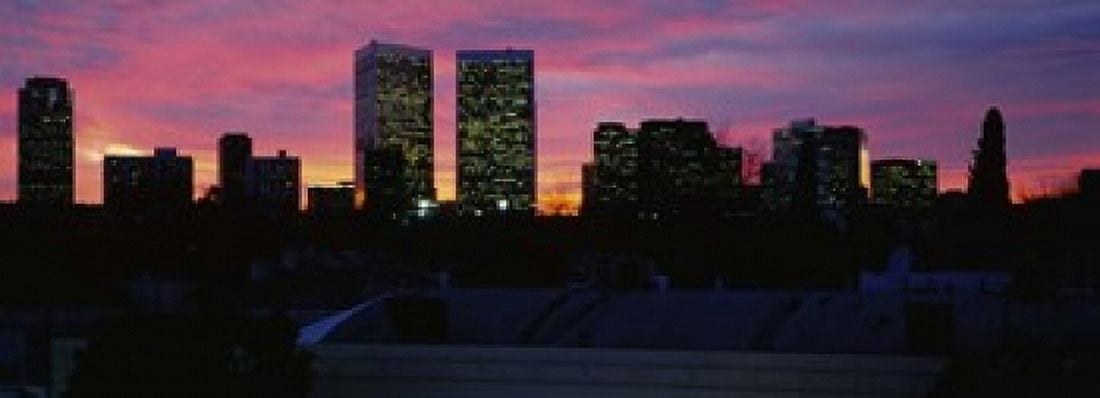 Silhouette of buildings in a city Century City City of Los Angeles California USA Canvas Art - Panoramic Images (18 x 7)