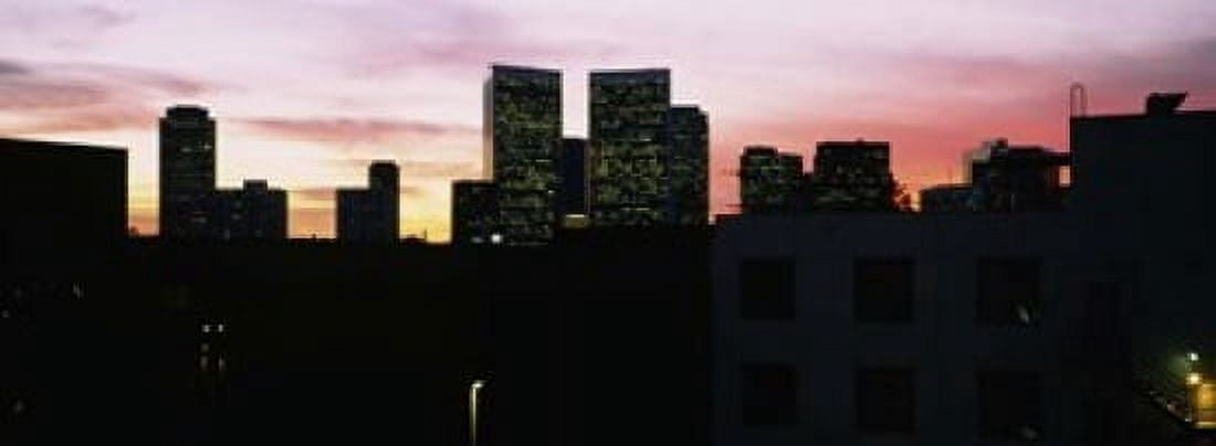 Silhouette of buildings in a city Century City City of Los Angeles California USA Canvas Art - Panoramic Images (18 x 7)