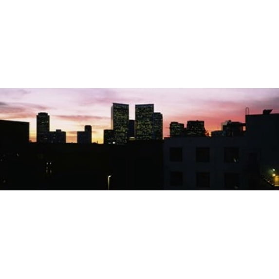 Silhouette of buildings in a city, Century City, City of Los Angeles, California, USA Poster Print (18 x 7)