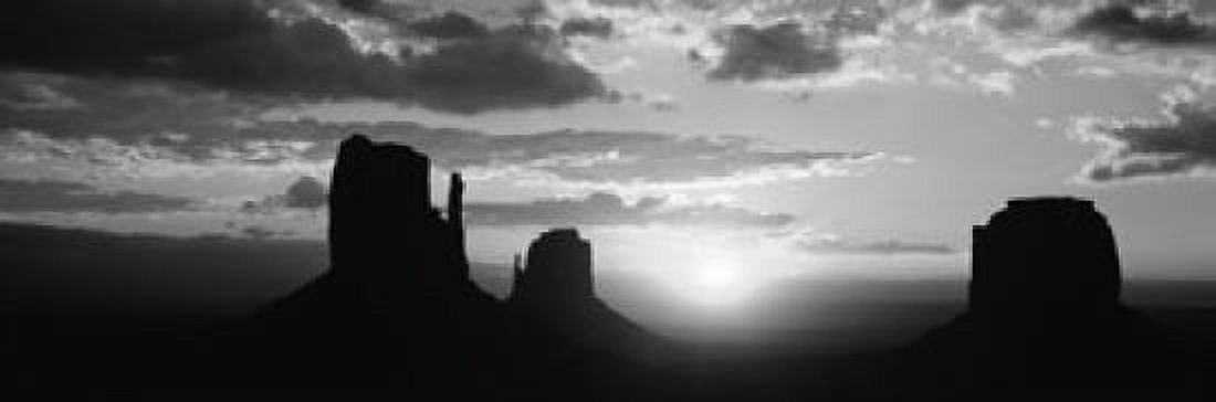 Silhouette of buttes at sunset Monument Valley Utah USA Canvas Art - Panoramic Images (18 x 6)