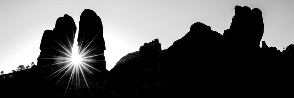 Silhouette of cliffs at Arches National Park Grand County Utah USA Canvas Art - Panoramic Images (6 x 18)