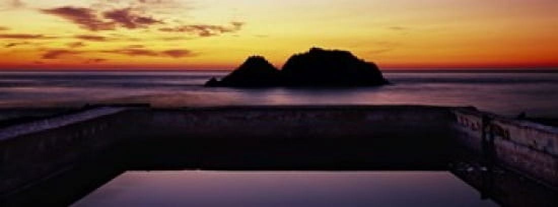 Silhouette of islands in the ocean Sutro Baths San Francisco California USA Canvas Art - Panoramic Images (15 x 6)