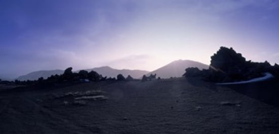 Silhouette of mountains Central Highlands Iceland Canvas Art - Panoramic Images (24 x 12)