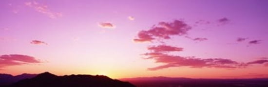 Silhouette of mountains at sunset South Mountain Park Phoenix Arizona USA Canvas Art - Panoramic Images (36 x 12)