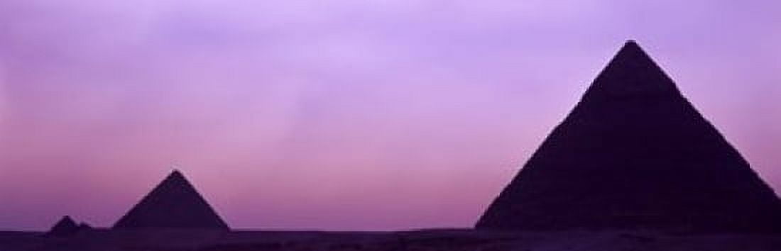 Silhouette of pyramids at dusk Giza Egypt Canvas Art - Panoramic Images (18 x 6)