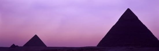 Silhouette of pyramids at dusk Giza Egypt Canvas Art - Panoramic Images (36 x 12)