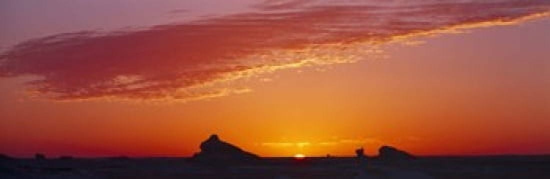 Silhouette of rock formations in a desert White Desert Farafra Oasis Egypt Canvas Art - Panoramic Images (18 x 6)