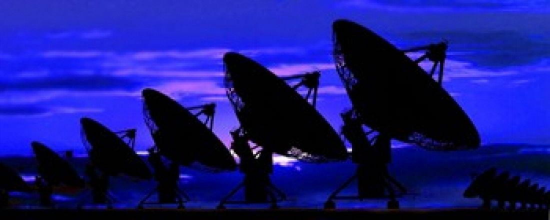 Silhouette of satellite dishes Canvas Art - Panoramic Images (15 x 6)
