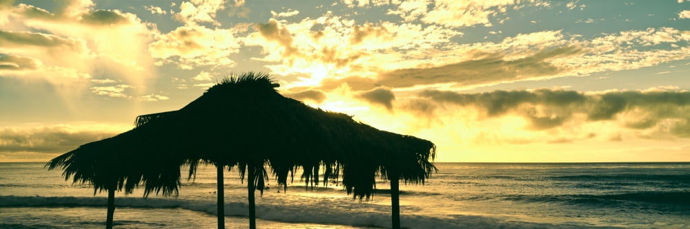 Silhouette of shack on the beach Windansea Beach La Jolla San Diego San Diego County California USA Canvas Art - Panoramic Images (6 x 18)