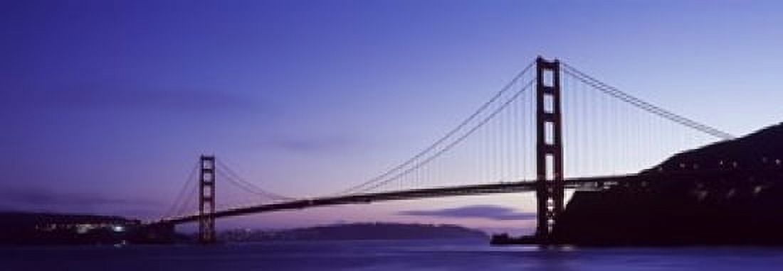 Silhouette of suspension bridge across a bay Golden Gate Bridge San Francisco Bay San Francisco California USA Canvas Art - Panoramic Images (18 x 7)