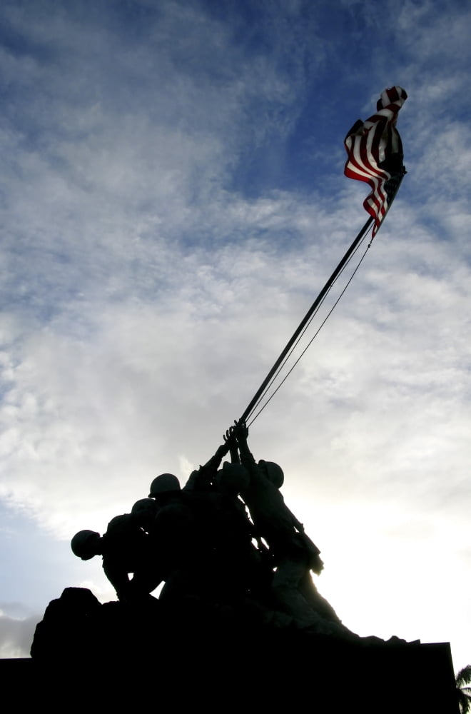 Silhouette of the Iwo Jima statue Canvas Art - Michael WoodStocktrek Images (23 x 34)
