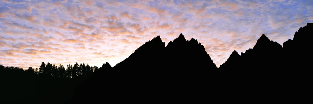 Silhouette of the Teton Range at sunset Grand Teton National Park Wyoming USA Canvas Art - Panoramic Images (36 x 12)