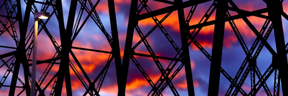 Silhouette of the trestles of a railway bridge at sunset Gaviota State Park California USA Canvas Art - Panoramic Images (36 x 12)