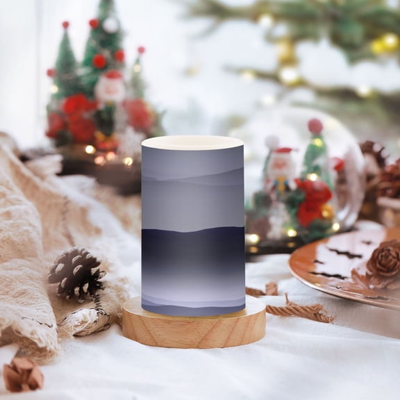 Silhouetted Mountains Pattern Set of 2 Flameless LED Candles Remote and Timer Indoor Outdoor