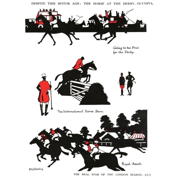 Silhouettes Of Horses In Sporting Activities Poster Print By ®H L Oakley Mary Evans (24 X 36)