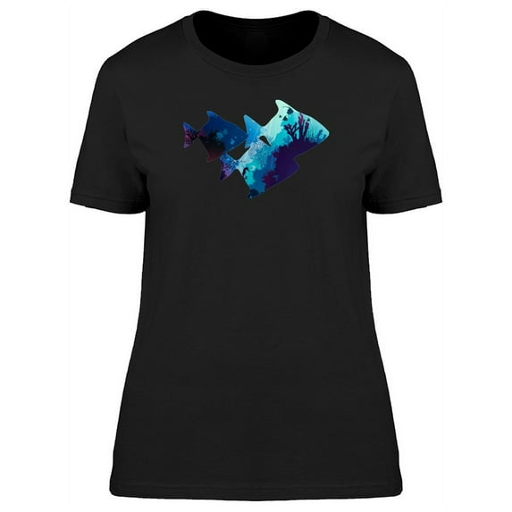 Silhouettes Of Tropical Fish T-Shirt Women -Image by Shutterstock, Female XX-Large