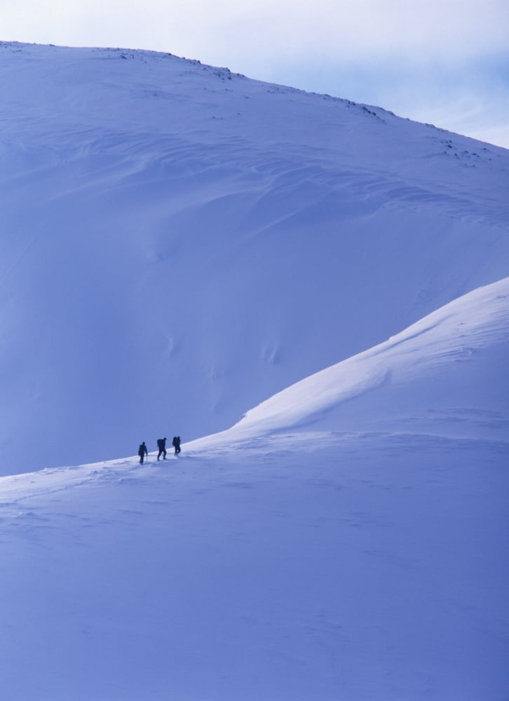 Silhouettes Of Walkers Climbing At Ridge Canvas Art - Ian Cumming Design Pics (26 x 36)