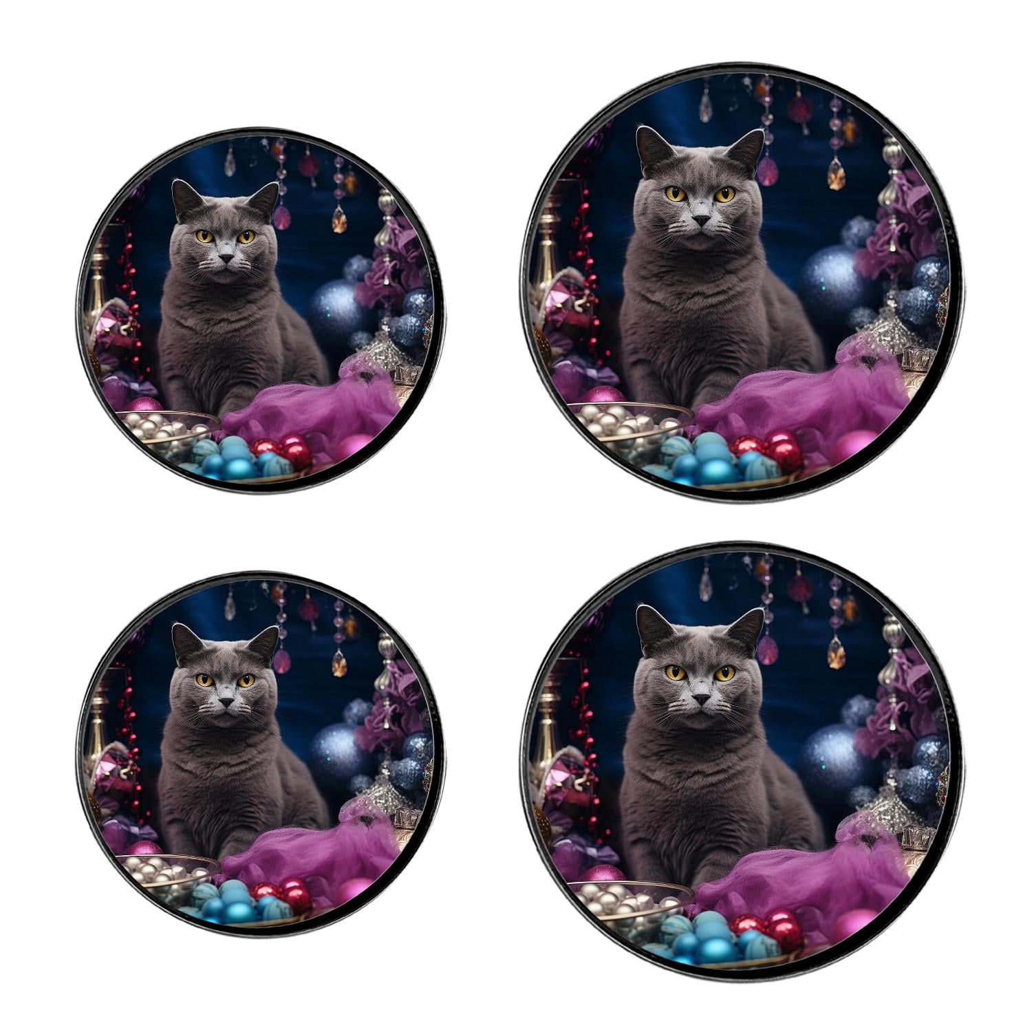 Silhouettes of 2 Lovers Cats Creative Stove Burner Covers Set,Gas Stove